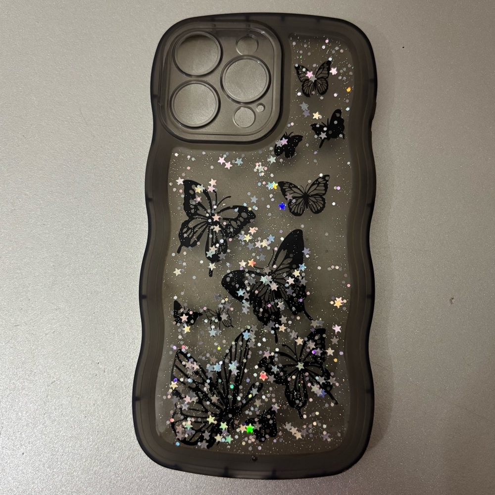 16 pro Butterfly Design Phone Case - Black